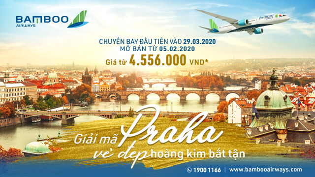 Bay thẳng Việt Nam – Séc giá từ hơn4,5 triệu đồng với Bamboo Airways