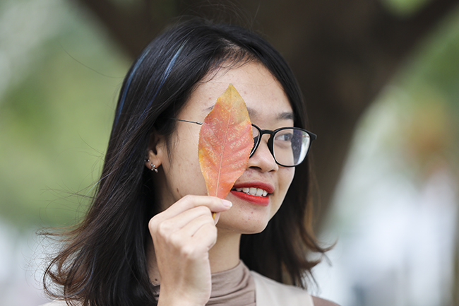 Giới trẻ đổ xô chụp ảnh mùa cây thay lá ở Hà Nội