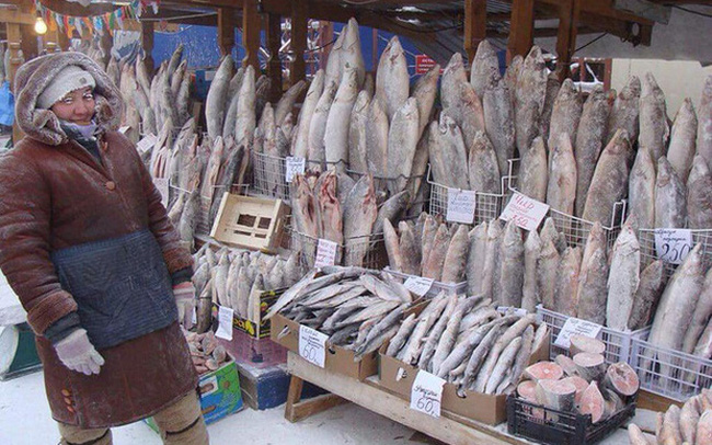 Bức ảnh cá cứng đơ xếp từng chồng bày bán ở chợ gây ngạc nhiên tột độ và sự thật về thành phố lạnh nhất thế giới, đóng băng cả lông mi và tóc
