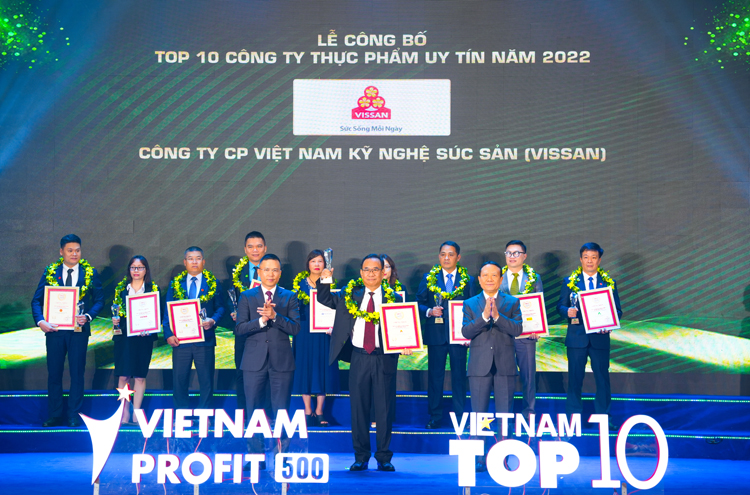 Vissan đạt danh hiệu Top 10 công ty thực phẩm uy tín & Top 500 doanh nghiệp lợi nhuận tốt nhất Việt Nam năm 2022
