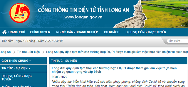 Long An: Tỉnh đầu tiên cho phép F0, F1 đi làm